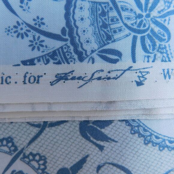 Wedding Free Spirit Fabric Blue-Gray Cotton Floral Rings Lilies Bells, 2+ Yd NEW - Picture 6 of 9